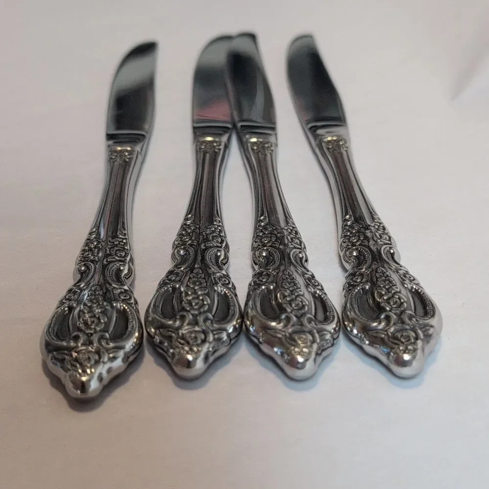 Ornate Stainless Modern Hollow Oneida Dinner Knives - Set of 4